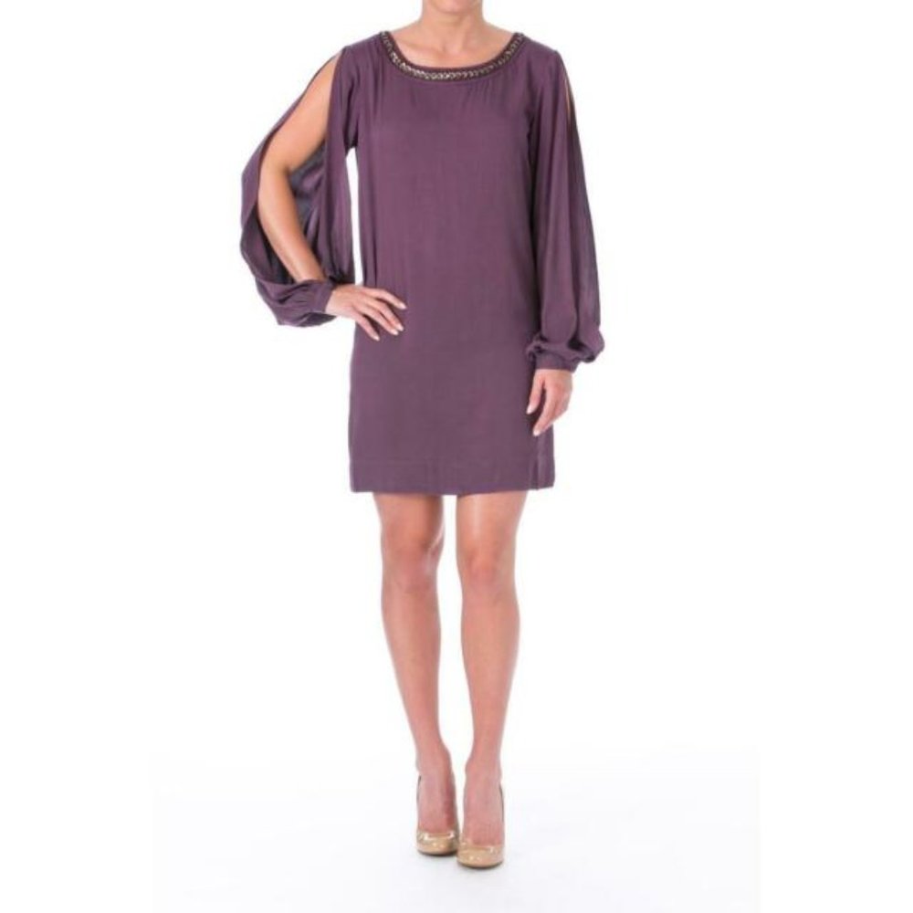 ELIZABETH & JAMES Silk LONG OPEN SLEEVE Dress 6 pink